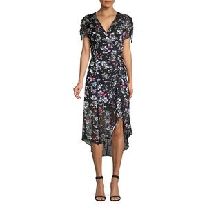 Parker Lizzy Black Floral Midi Dress Size 8